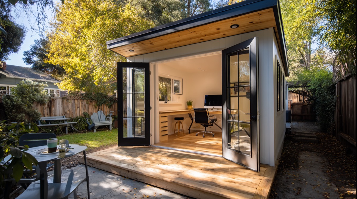 ADU exterior designed as a dedicated home office