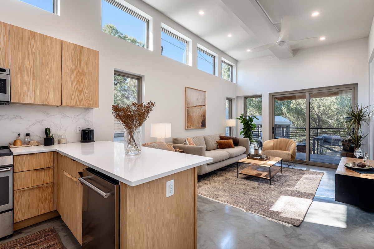 Modern ADU interior with open kitchen and living space