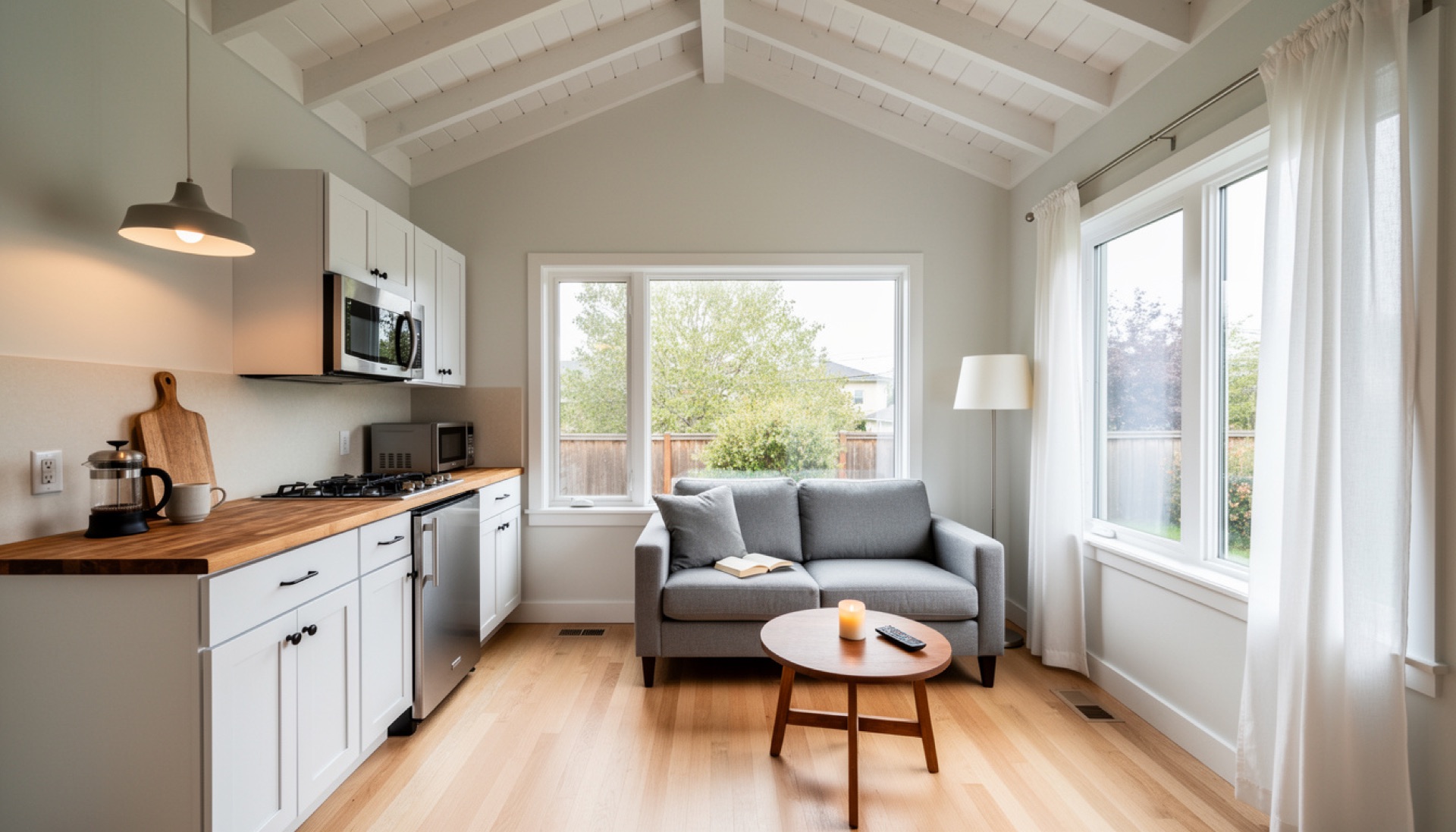 Open-plan studio ADU interior